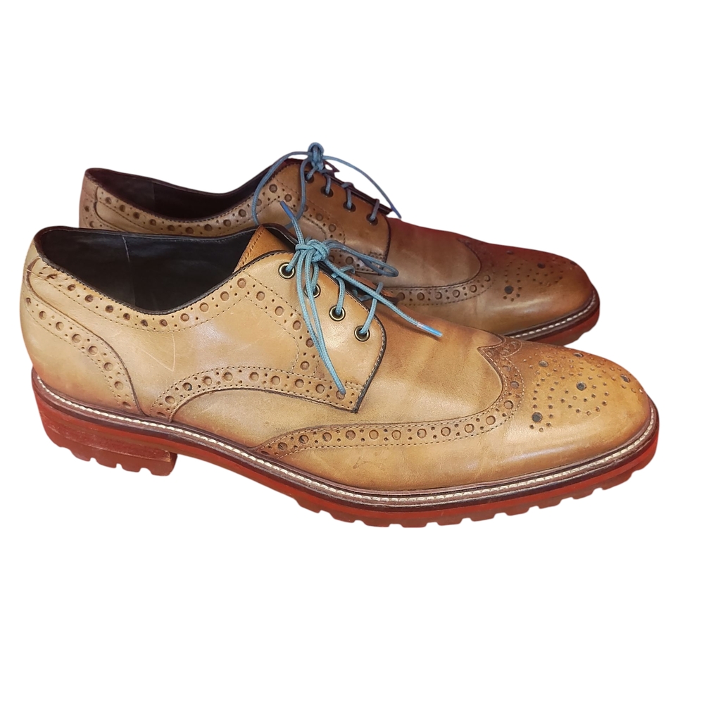 Johnston & Murphy Tan Oxford Shoes with Brogue Details
